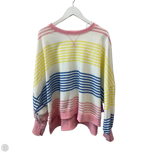 Top Long Sleeve By Peach Love Cream California In Striped Pattern, Size: L