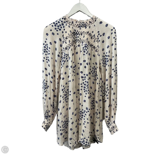 Tunic Long Sleeve By Free People In Blue & Cream, Size: M