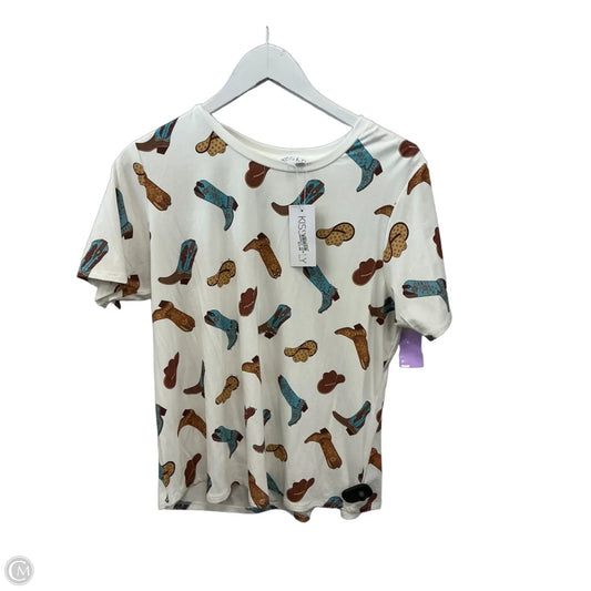 Top Short Sleeve By Cme In Cream, Size: L