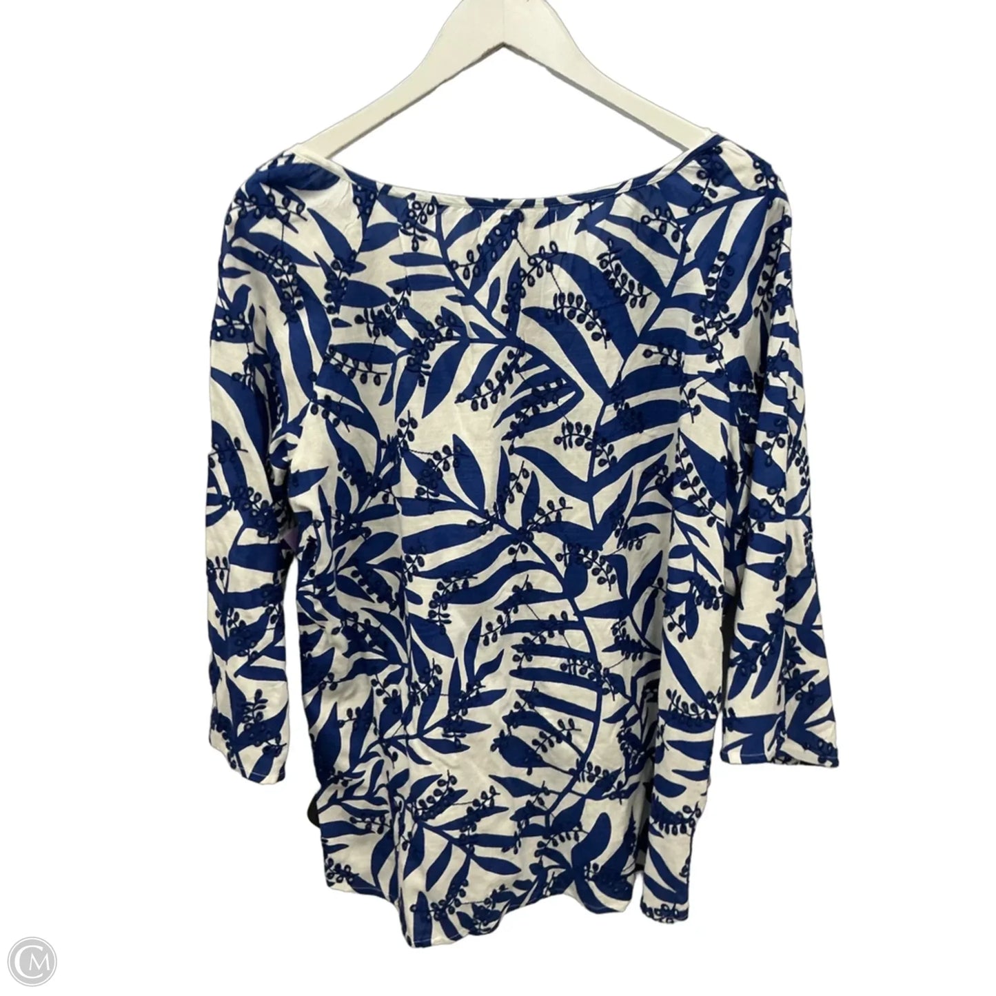 Top 3/4 Sleeve By Clothes Mentor In Blue & White, Size: L
