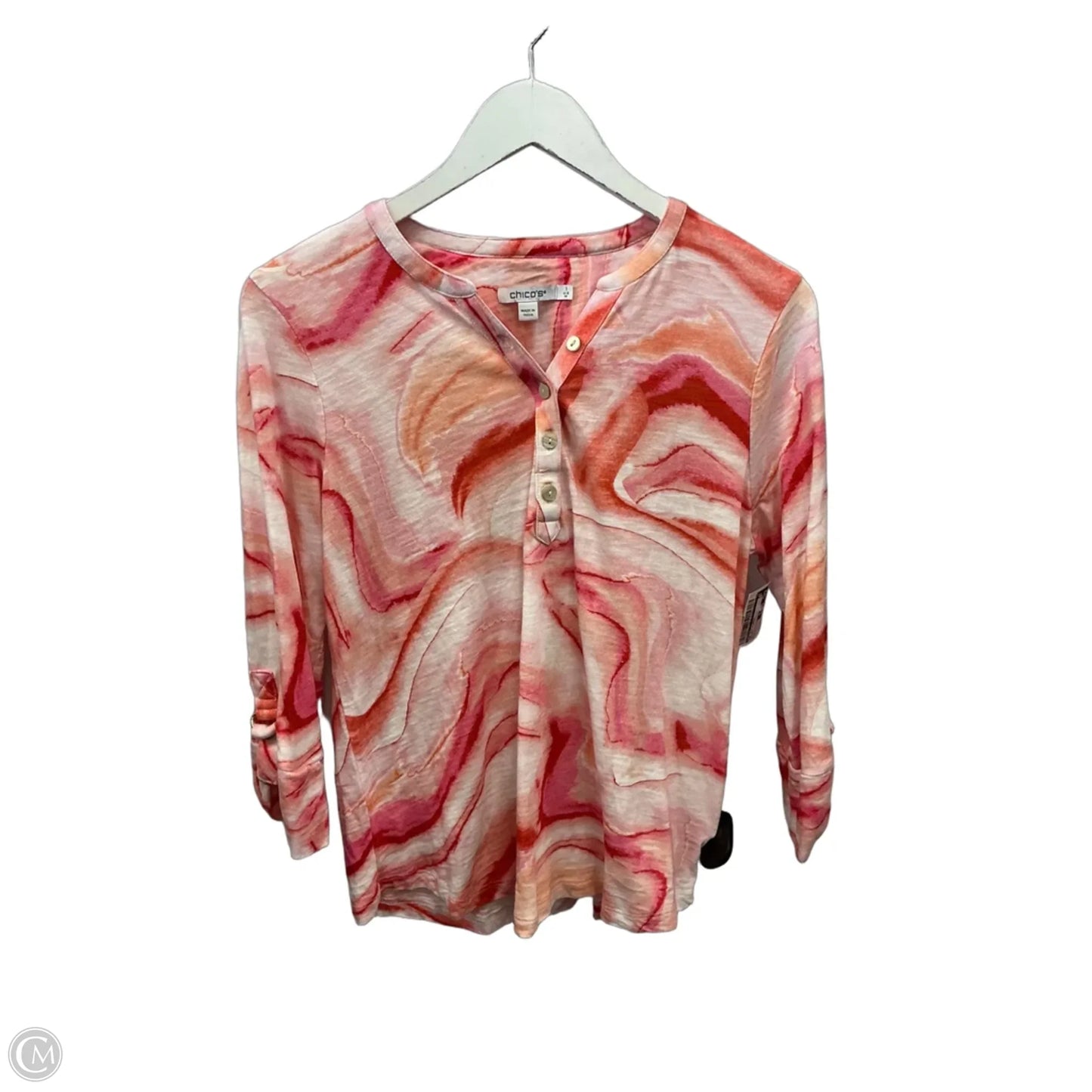 Top 3/4 Sleeve By Chicos In Orange, Size: M
