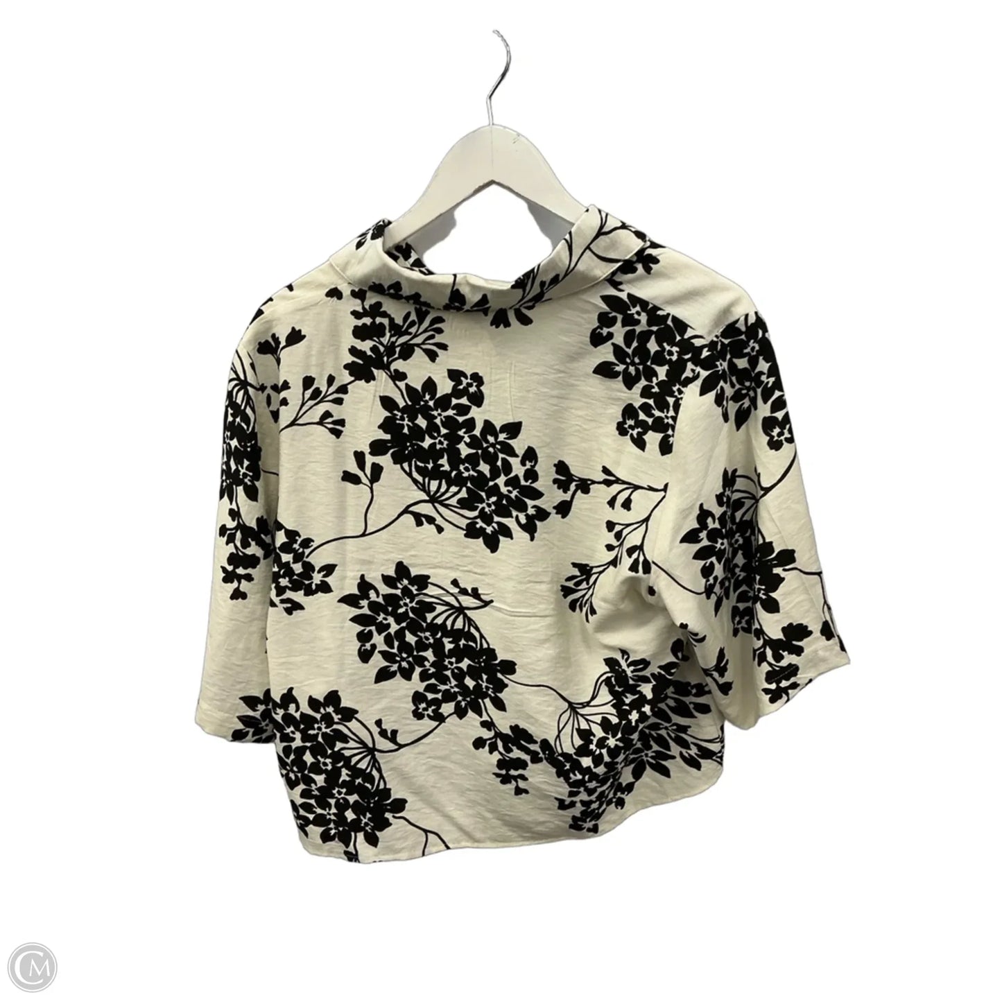 Top Short Sleeve By Abs In Black & Cream, Size: L