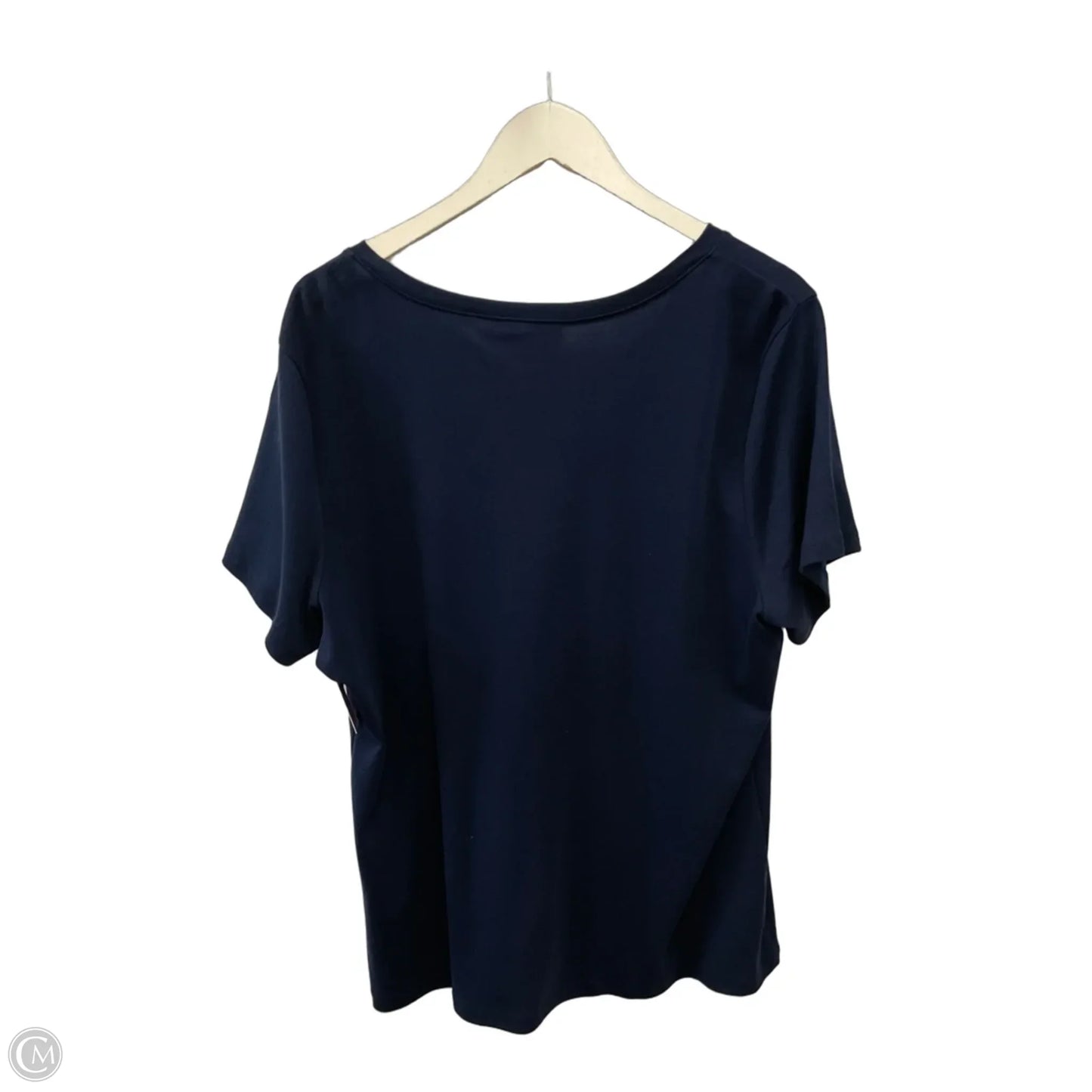 Top Short Sleeve By Karen Scott In Navy, Size: 1x
