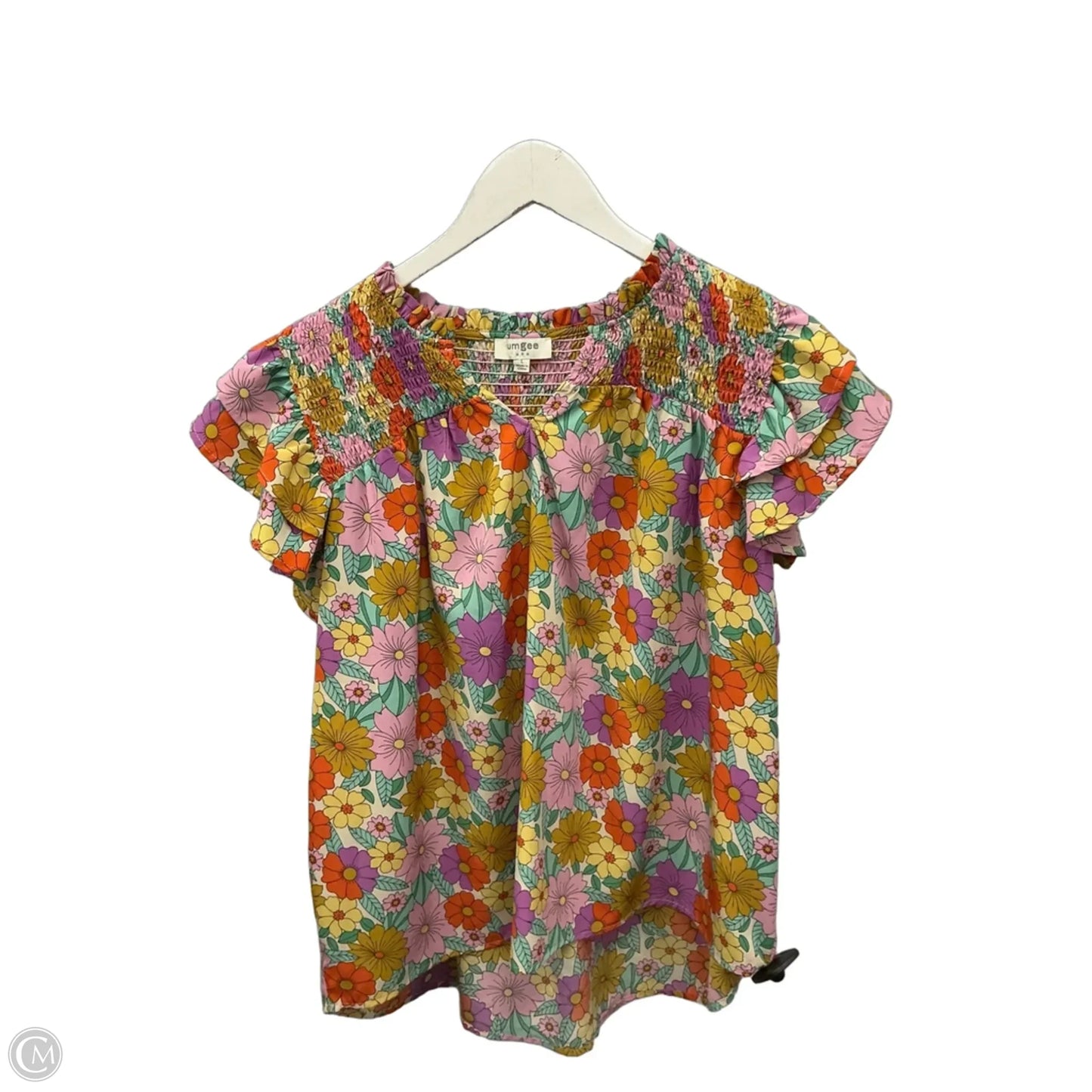 Top Short Sleeve By Umgee In Floral Print, Size: L
