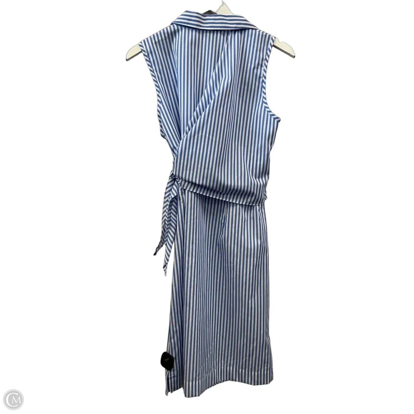 Dress Casual Midi By Foxcroft In Blue & White, Size: M
