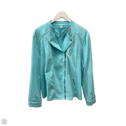 Jacket Denim By Chicos In Aqua, Size: 1x