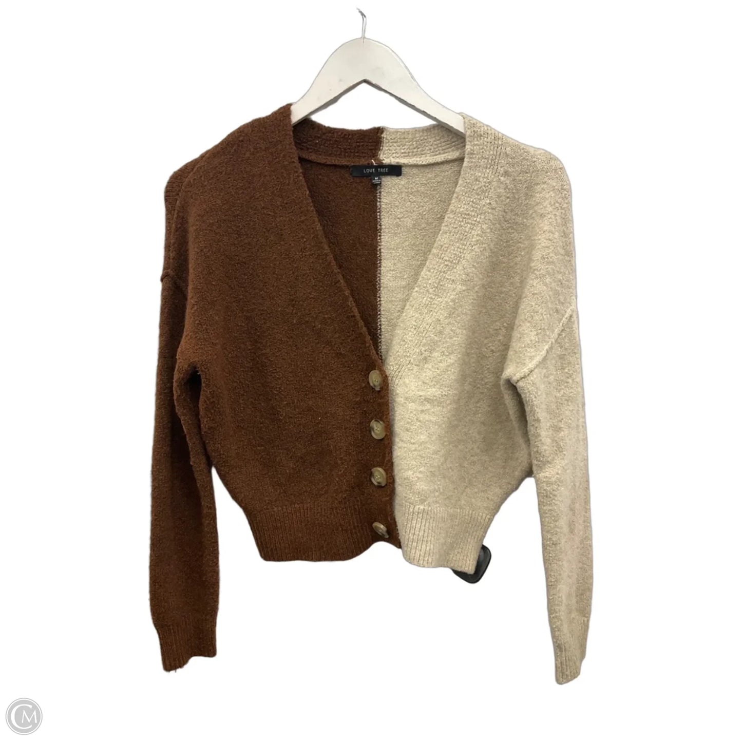 Sweater Cardigan By Love Tree In Brown, Size: M