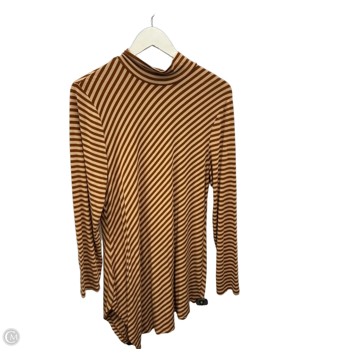 Tunic Long Sleeve By Chicos In Brown & Cream, Size: L