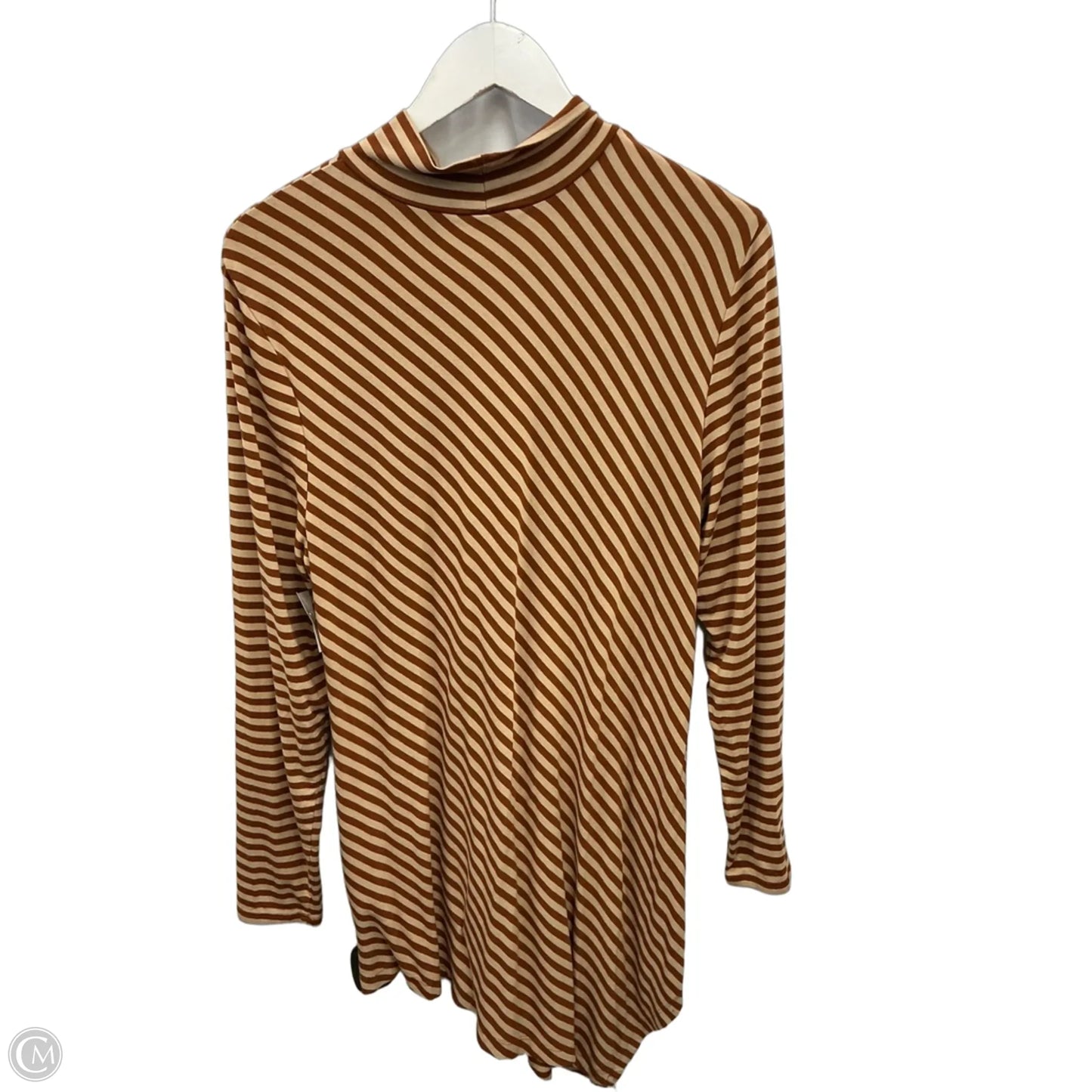 Tunic Long Sleeve By Chicos In Brown & Cream, Size: L