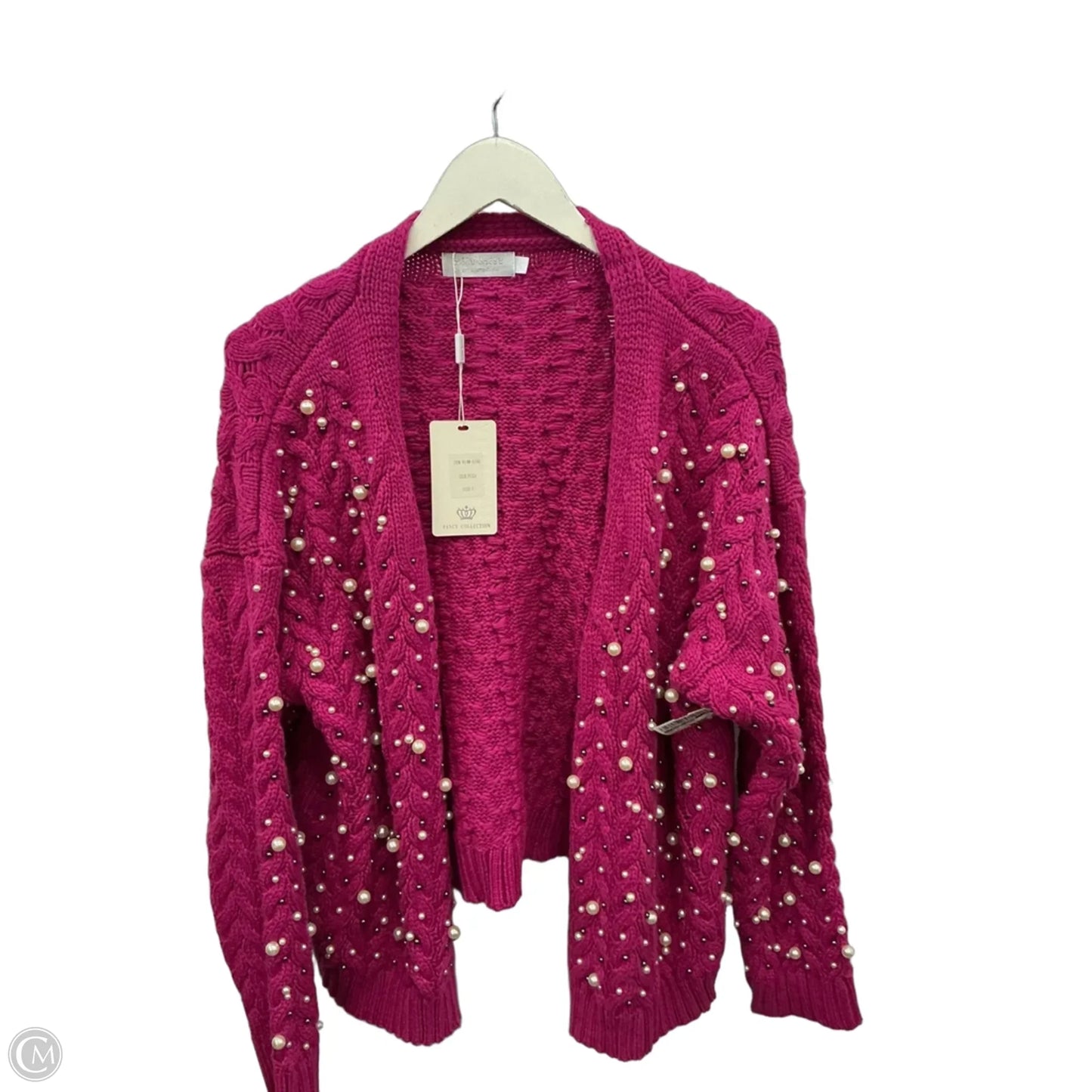 Sweater Cardigan By Clothes Mentor In Pink, Size: L