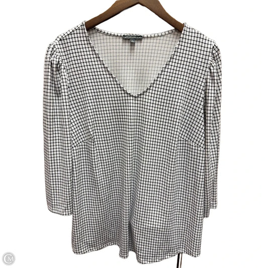Top Long Sleeve By Adrianna Papell In Plaid Pattern, Size: 1x
