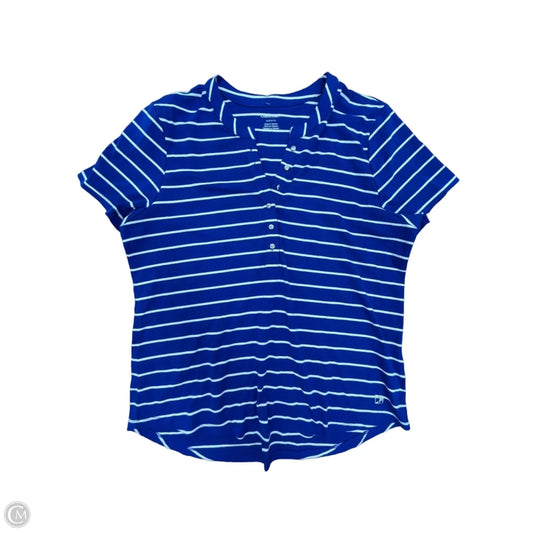 Top Short Sleeve By Calvin Klein In Striped Pattern, Size: Xl