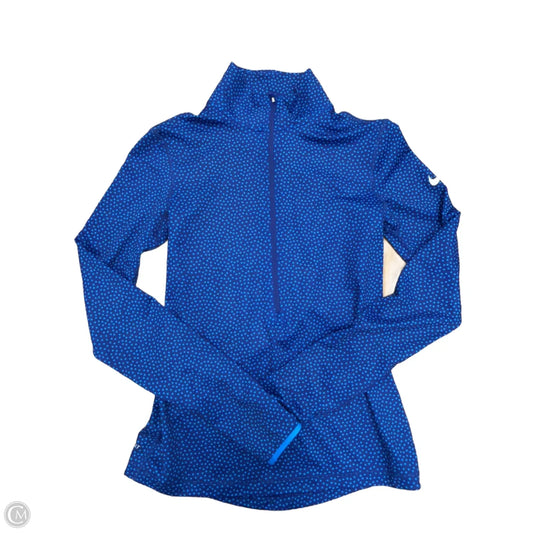 Athletic Top Long Sleeve Collar By Nike In Blue, Size: S