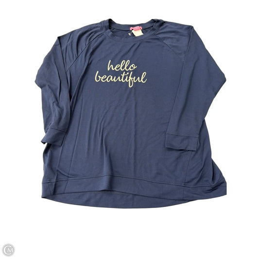 Top Long Sleeve Basic By Isaac Mizrahi In Blue, Size: 2x