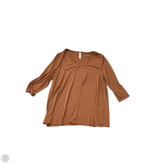 Top Long Sleeve By Dear Scarlett In Brown, Size: 1x