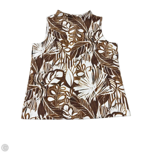 Top Sleeveless By Talbots In Brown & White, Size: 1x