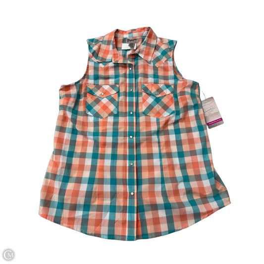 Top Sleeveless By Wrangler In Plaid Pattern, Size: L