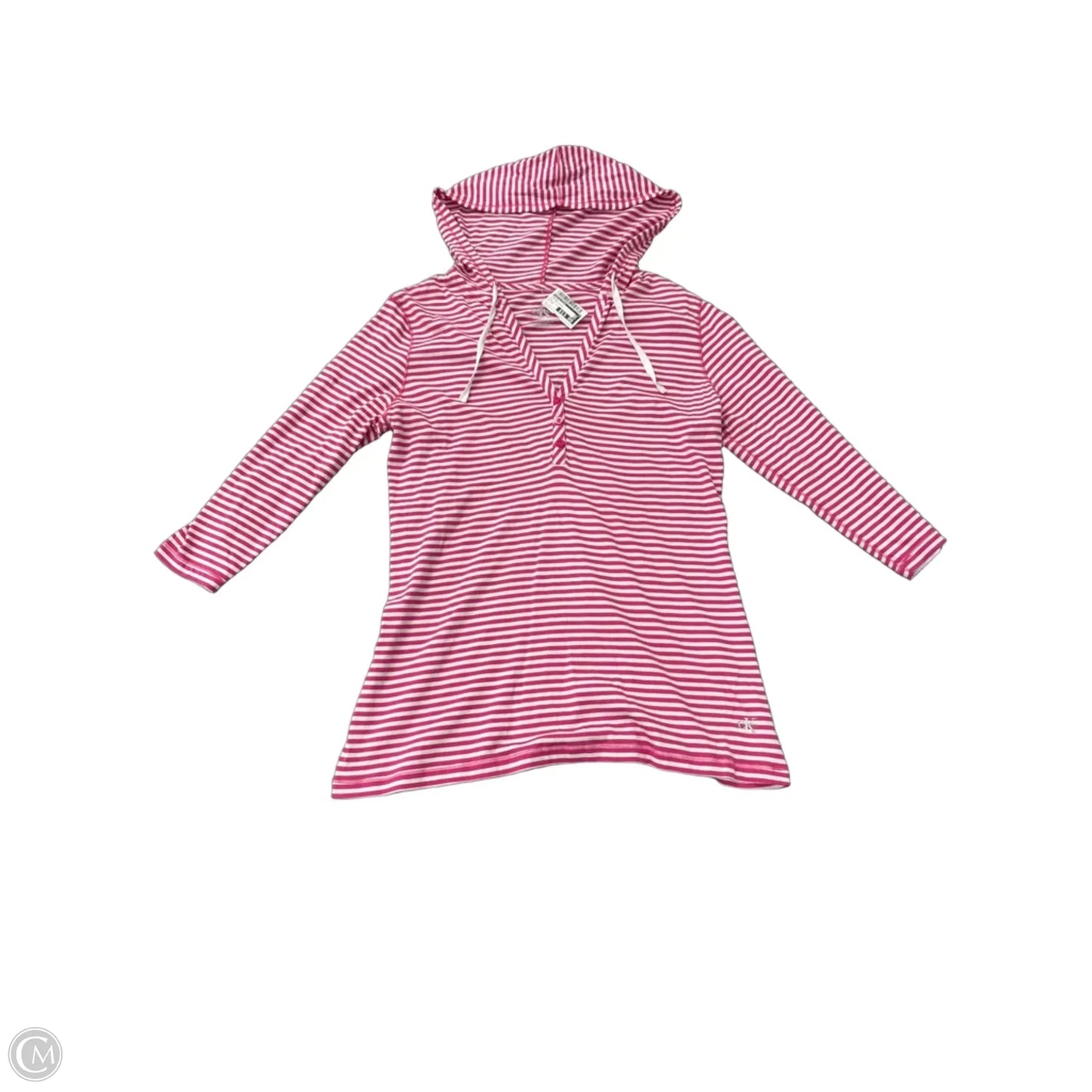 Top Long Sleeve By Calvin Klein In Striped Pattern, Size: M