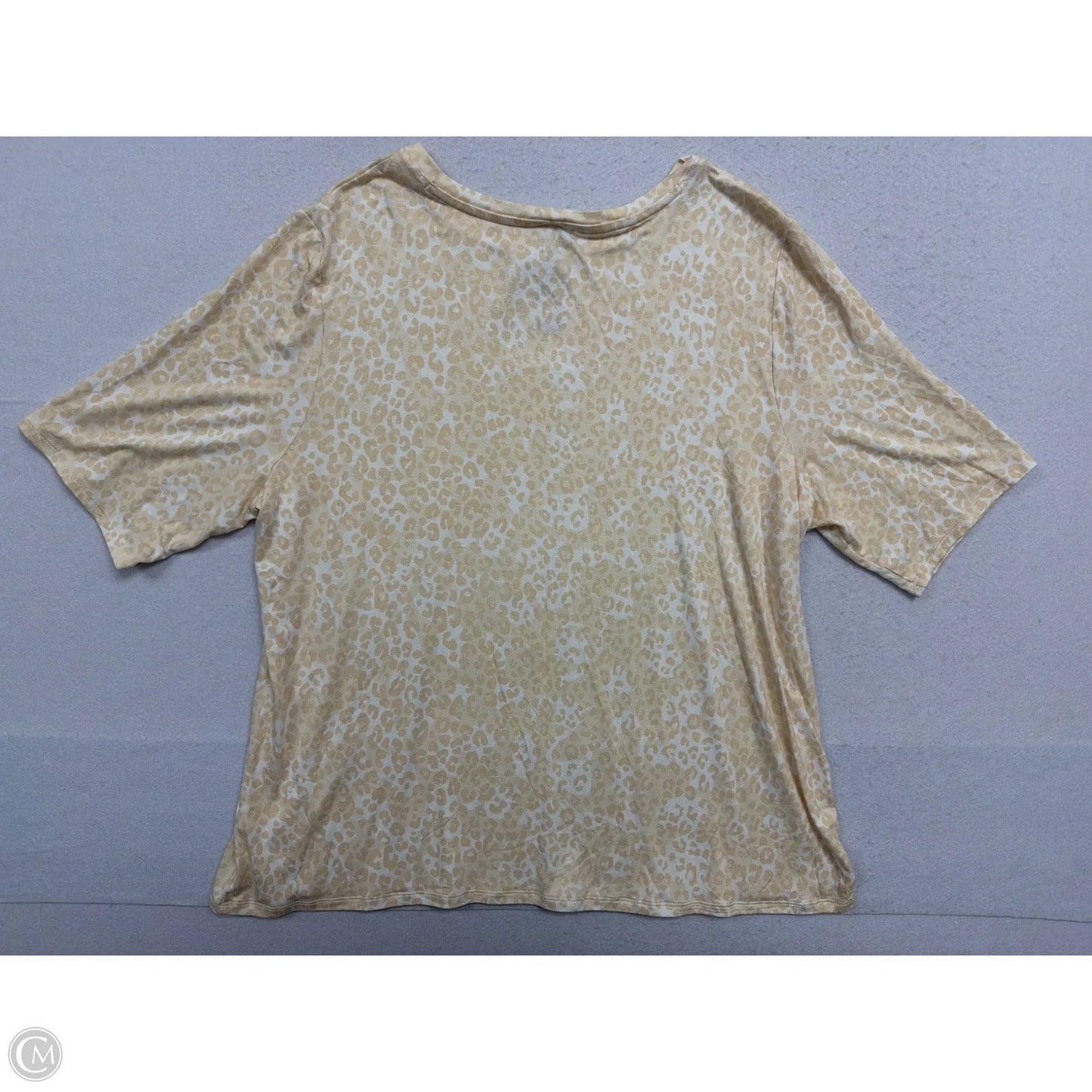Top Short Sleeve By Nine West In Tan & White, Size: 2x