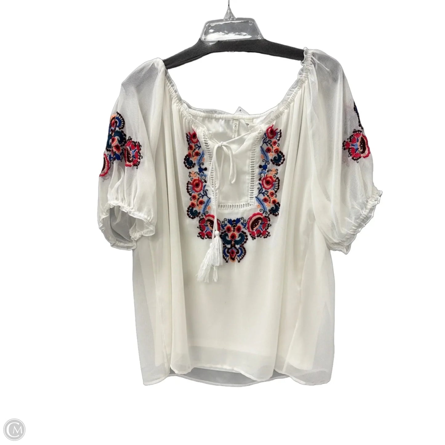 Top Long Sleeve By Cato In White, Size: L