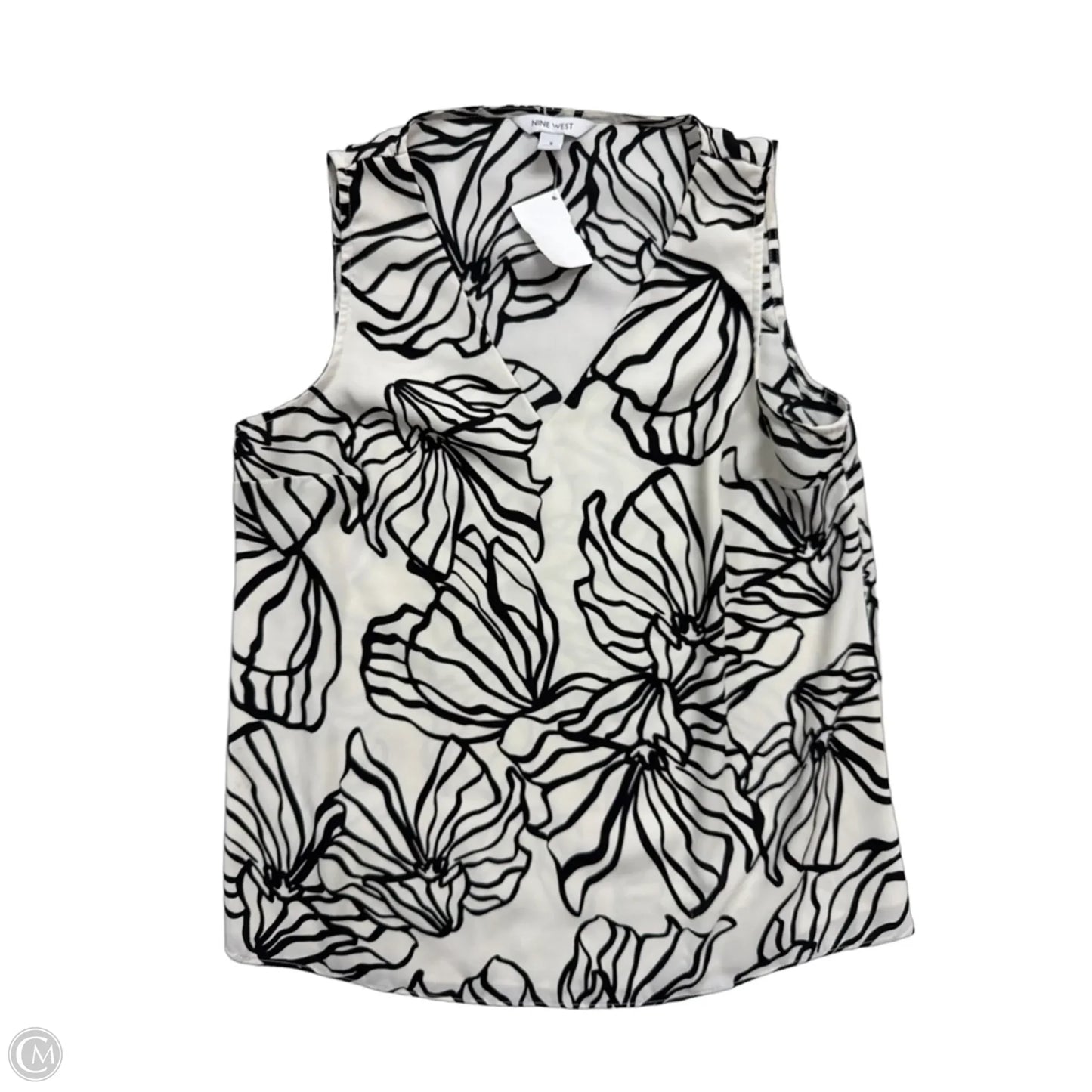 Top Short Sleeve By Nine West In Black & White, Size: Small