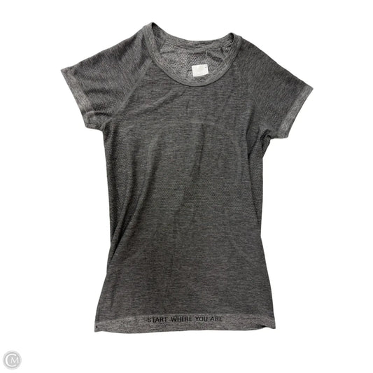 Athletic Top Short Sleeve By Lululemon In Grey, Size: M