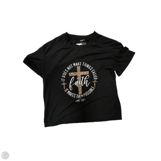 Top Short Sleeve Basic By Shein In Black, Size: L