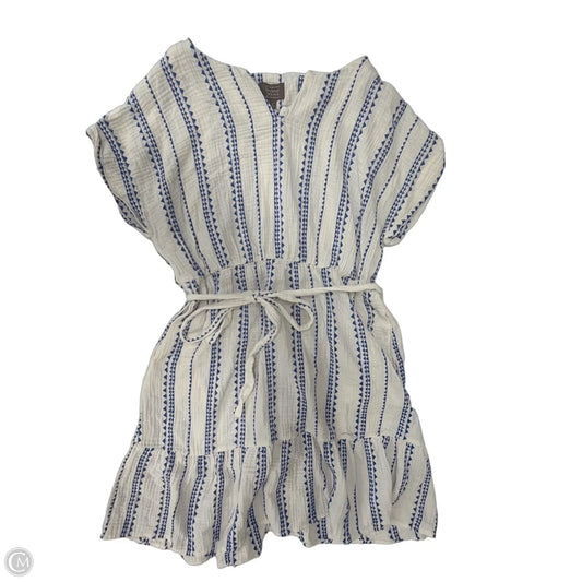 Dress Casual Midi By Clothes Mentor In Blue & White, Size: L