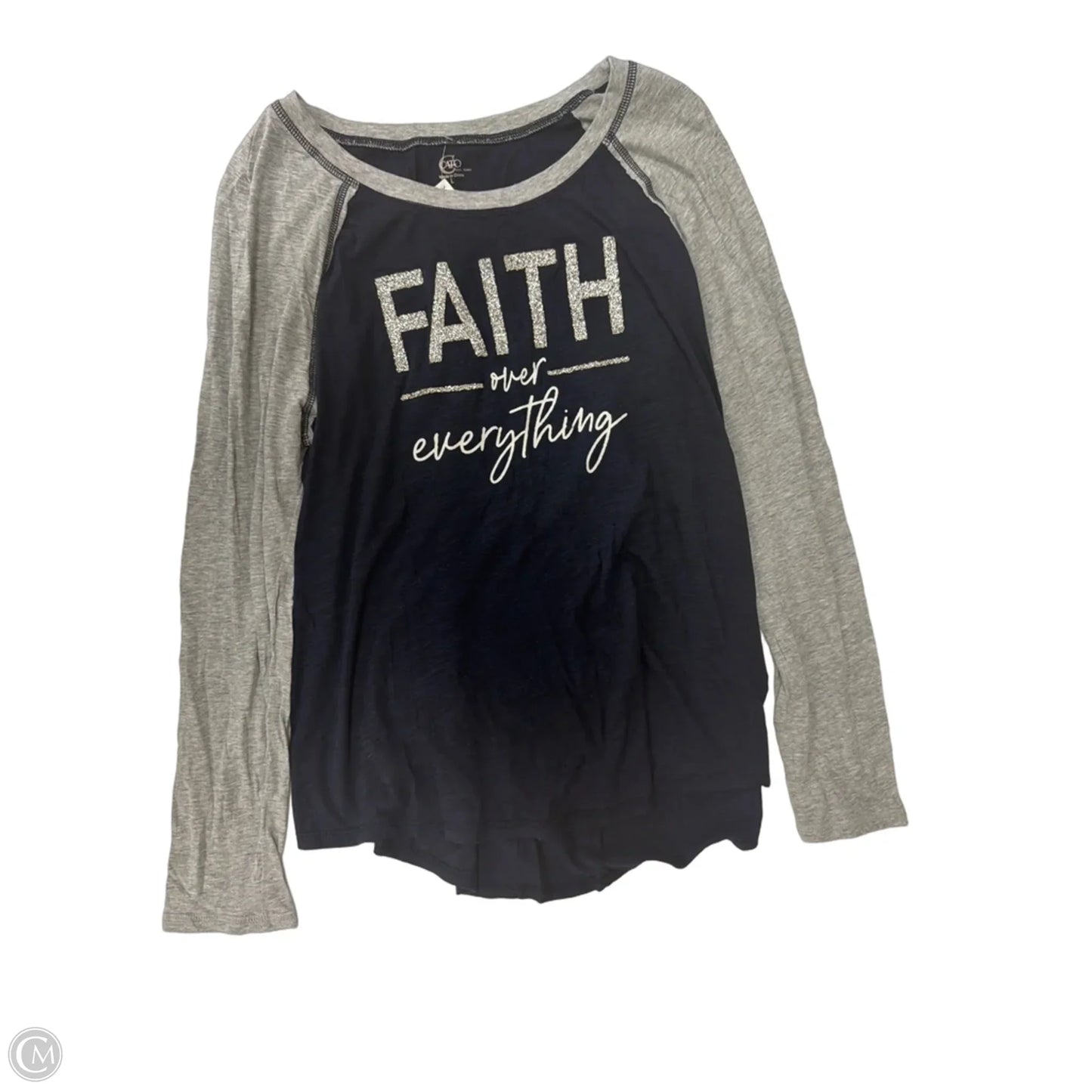 Top Long Sleeve By Cato In Blue & Grey, Size: L