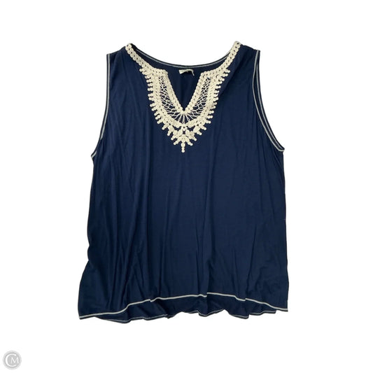 Tank Top By Max Studio In Blue & Cream, Size: 3x