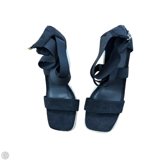 Sandals Heels Wedge By Clothes Mentor In Black, Size: 11
