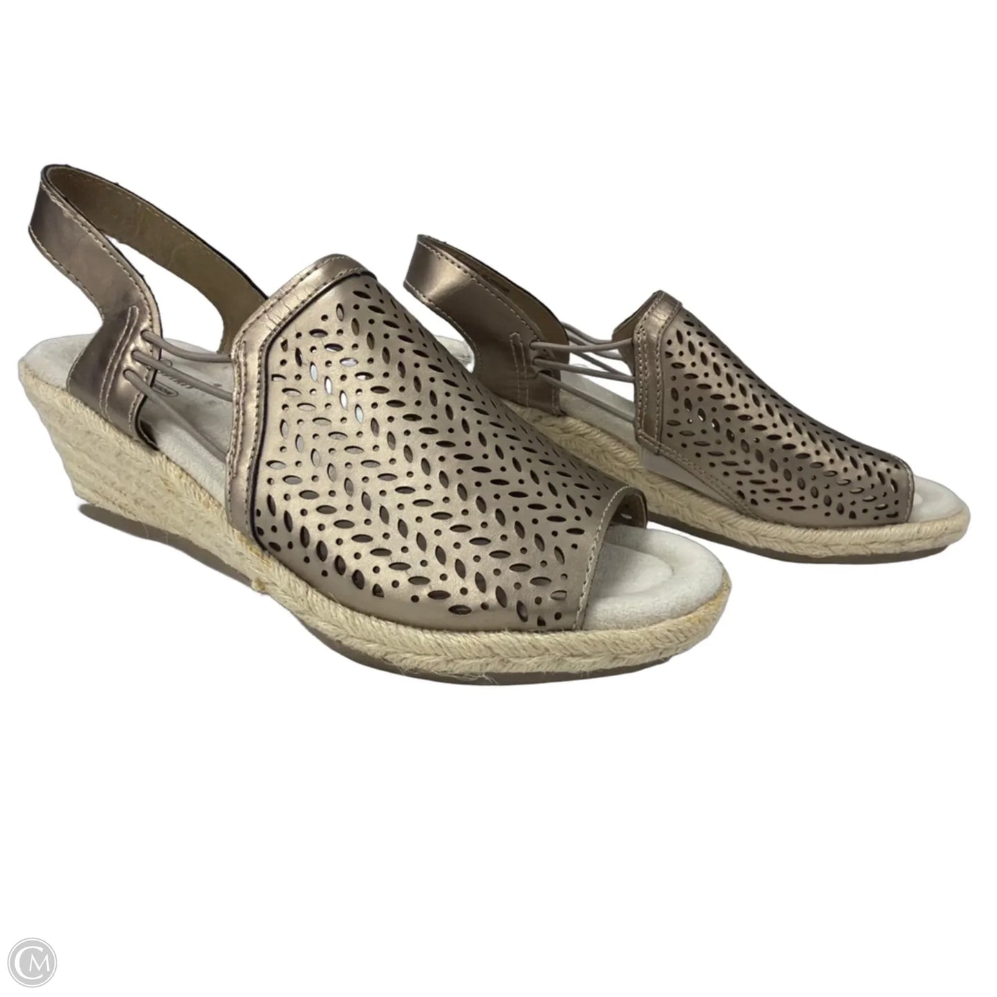 Sandals Heels Wedge By Clothes Mentor In Bronze, Size: 9