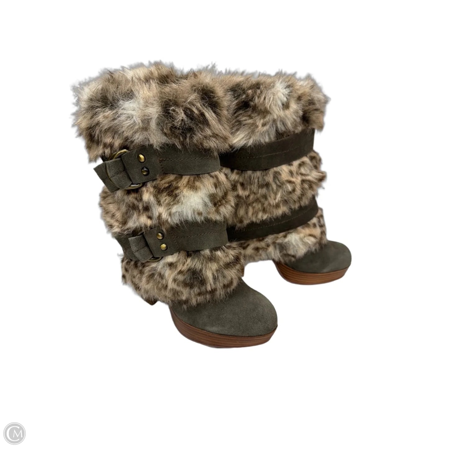 Boots Ankle Heels By Naughty Monkey In Taupe, Size: 7.5