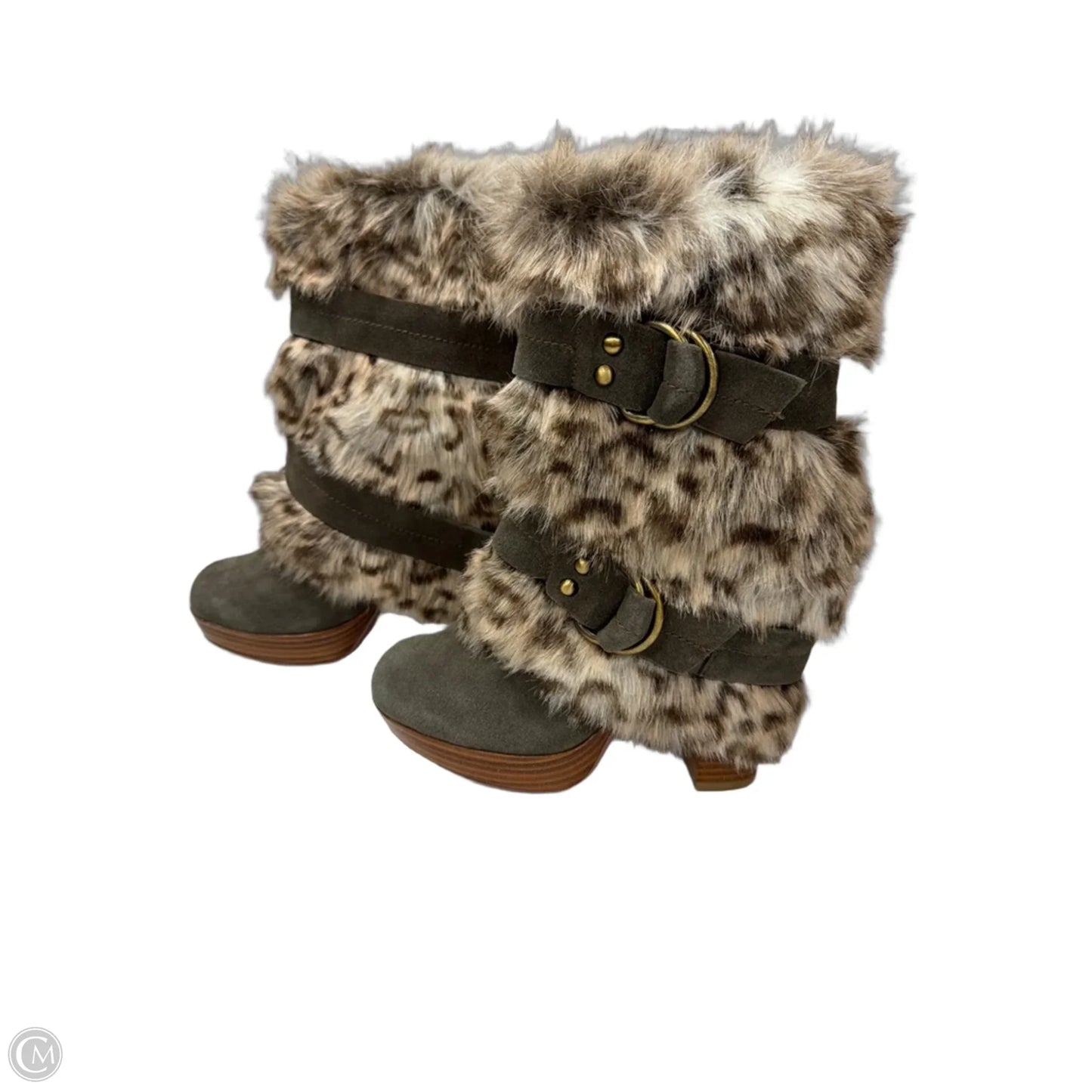 Boots Ankle Heels By Naughty Monkey In Taupe, Size: 7.5