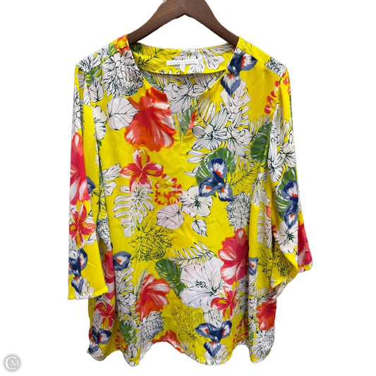 Top Long Sleeve By Violet And Claire In Tropical Print, Size: 2x