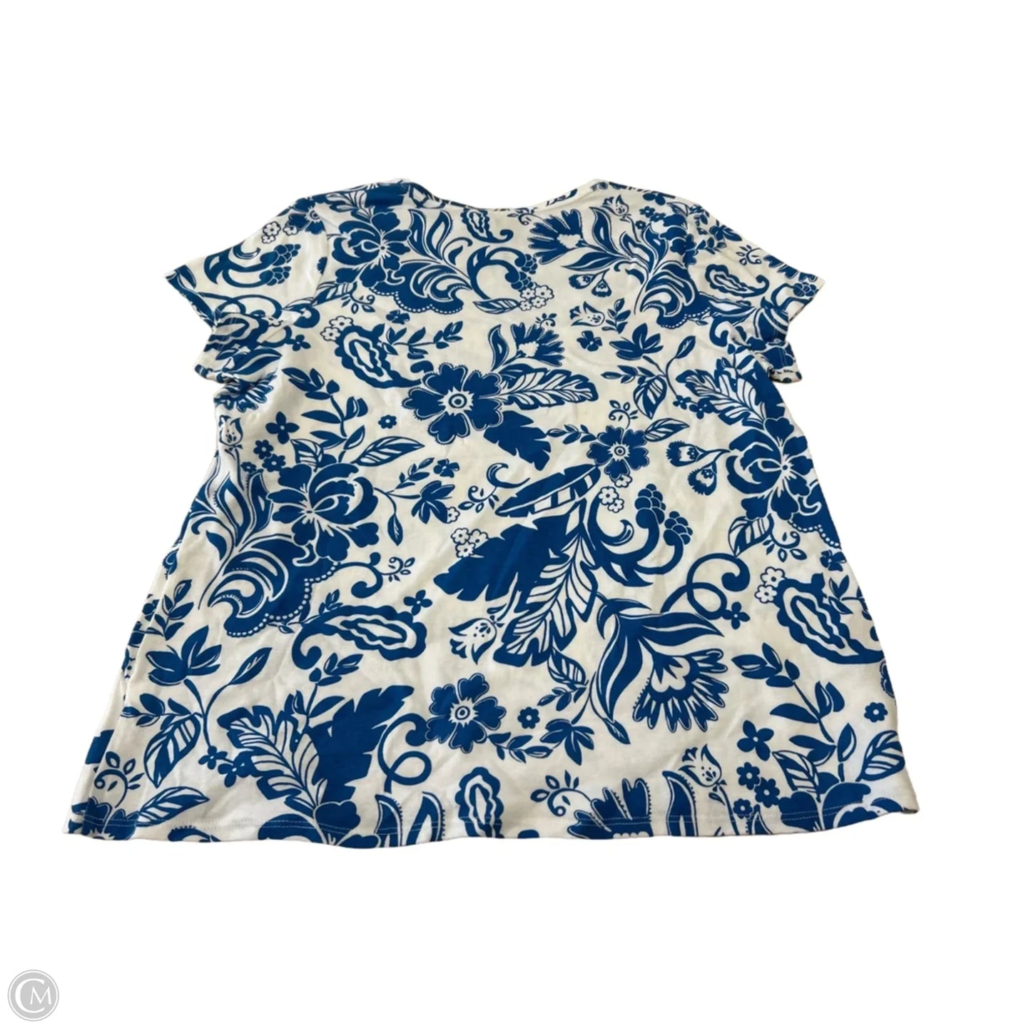 Top Short Sleeve Basic By Croft And Barrow In Blue & White, Size: 1x