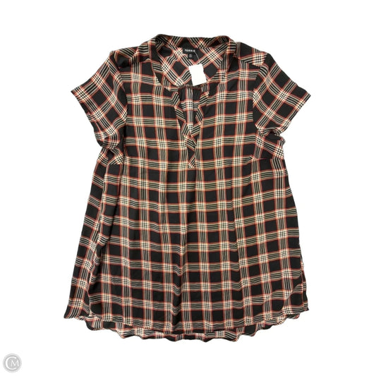 Top Short Sleeve By Torrid In Plaid Pattern, Size: L