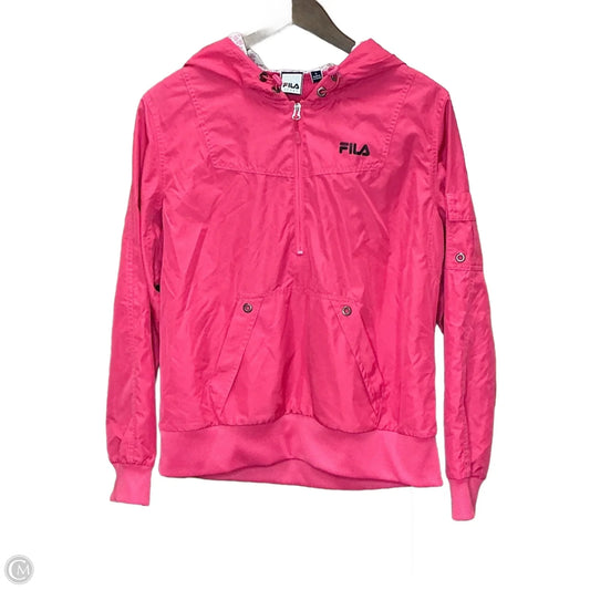 Athletic Top Long Sleeve Hoodie By Fila In Pink, Size: L