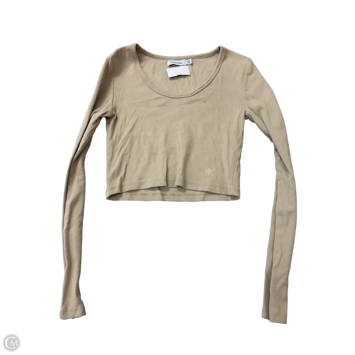 Top Long Sleeve Basic By Calvin Klein In Tan, Size: S