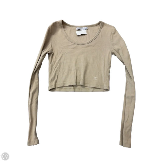 Top Long Sleeve Basic By Calvin Klein In Tan, Size: S