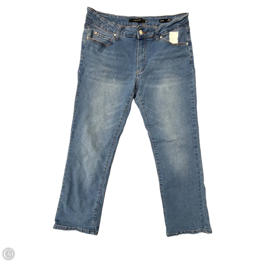 Jeans Straight By Tahari In Blue Denim, Size: 14