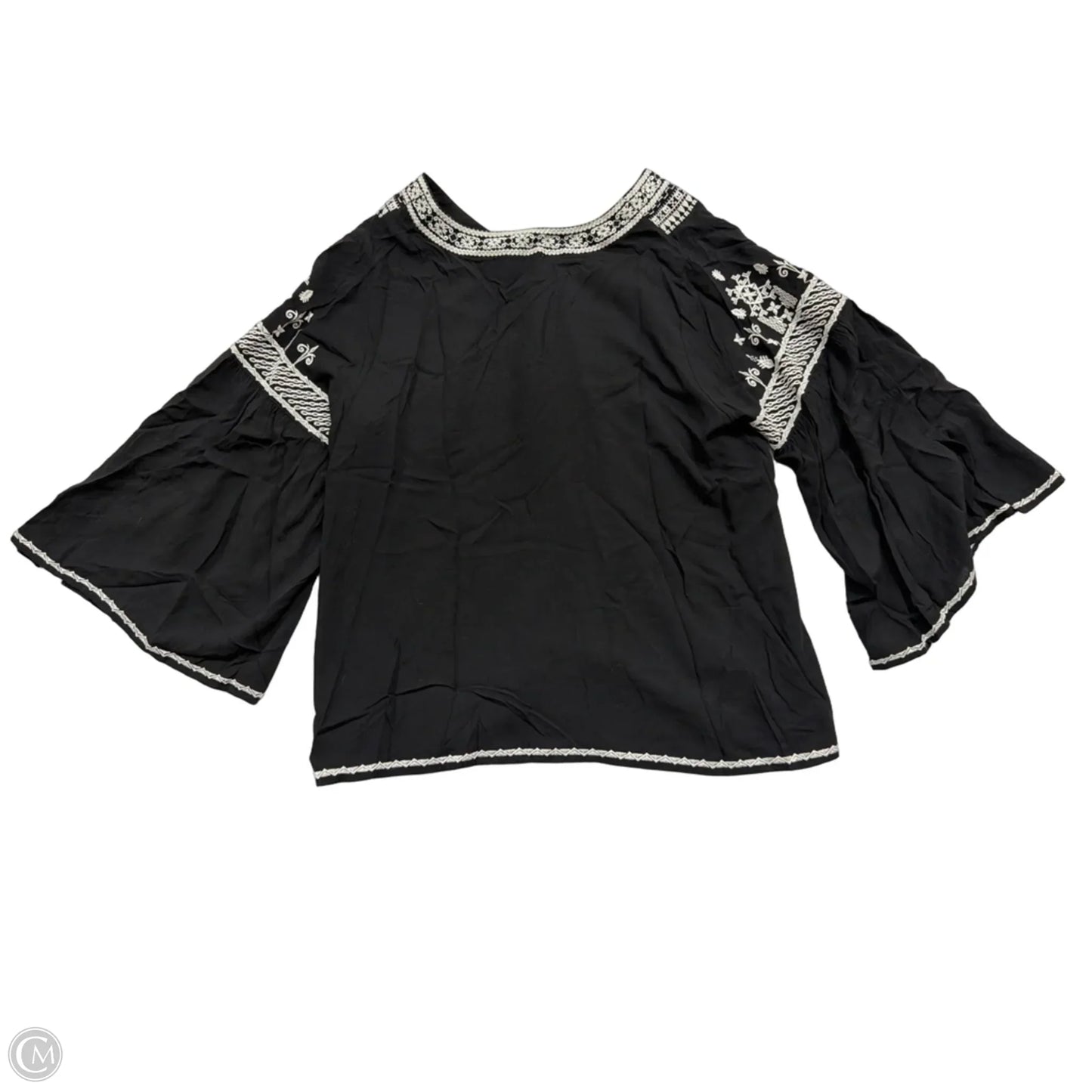 Top Long Sleeve By Chelsea And Theodore In Black & White, Size: 1x