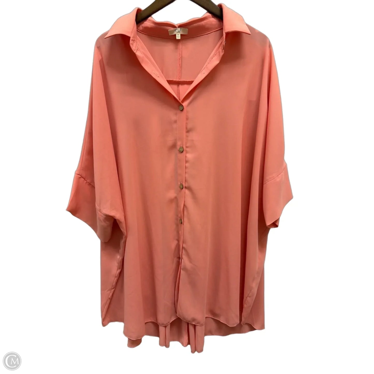 Top Long Sleeve By Easel In Peach, Size: 2x