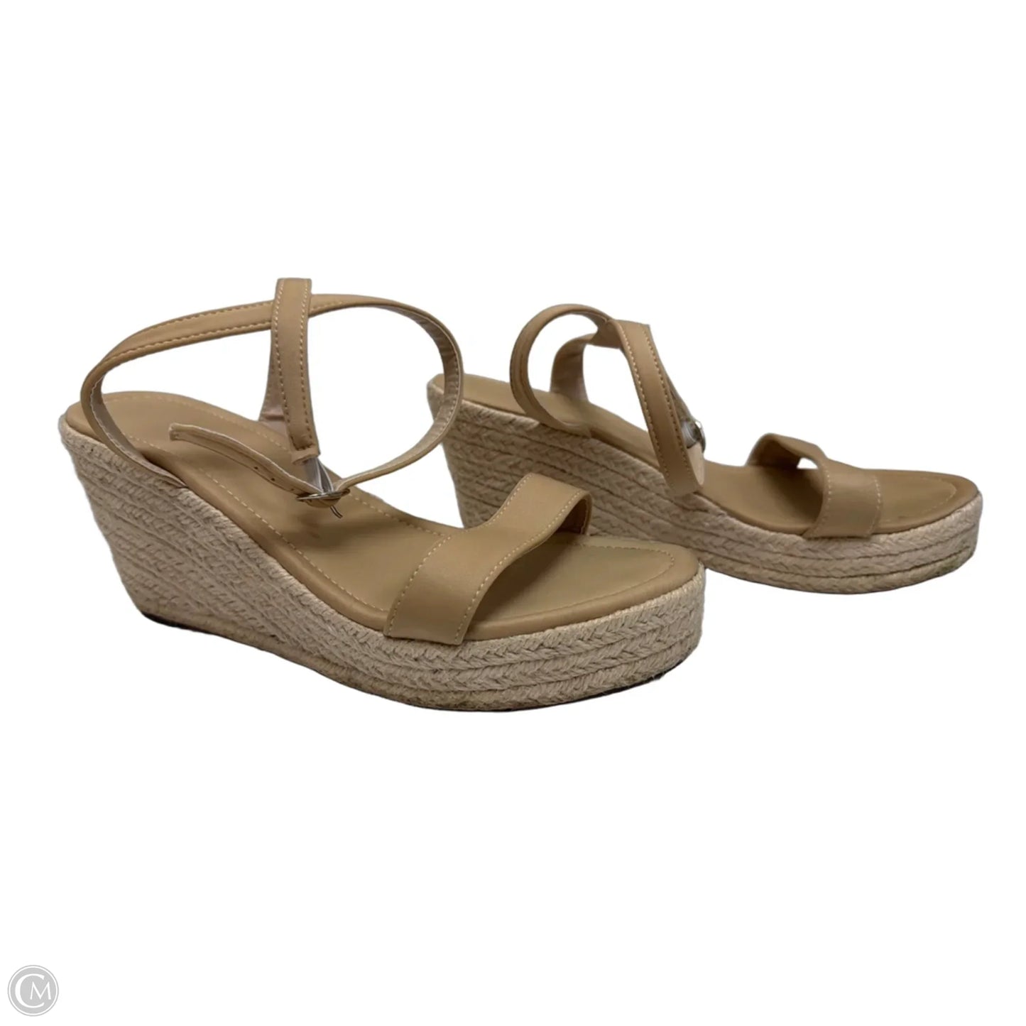 Sandals Heels Wedge By Clothes Mentor In Tan, Size: 9.5