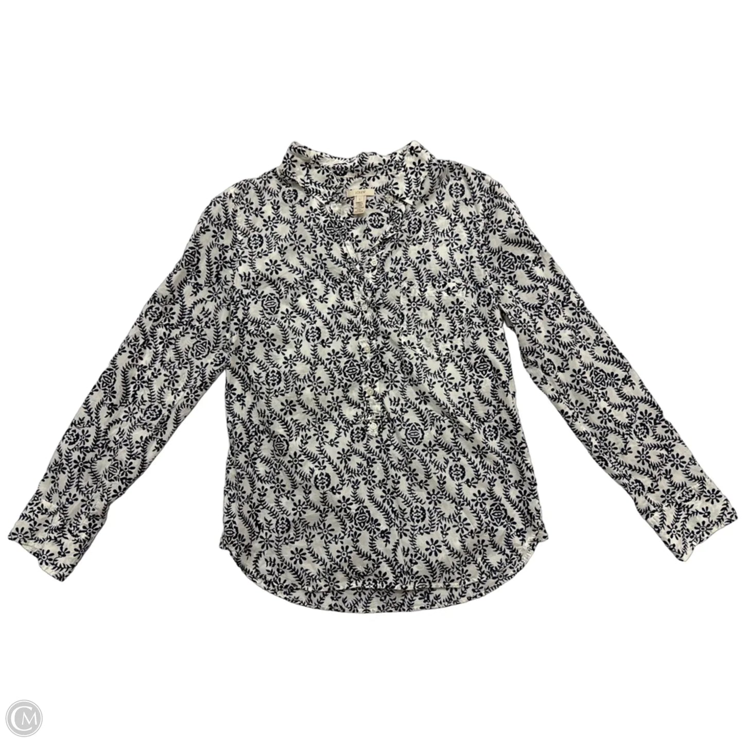 Top Long Sleeve By J. Crew In Blue & White, Size: S