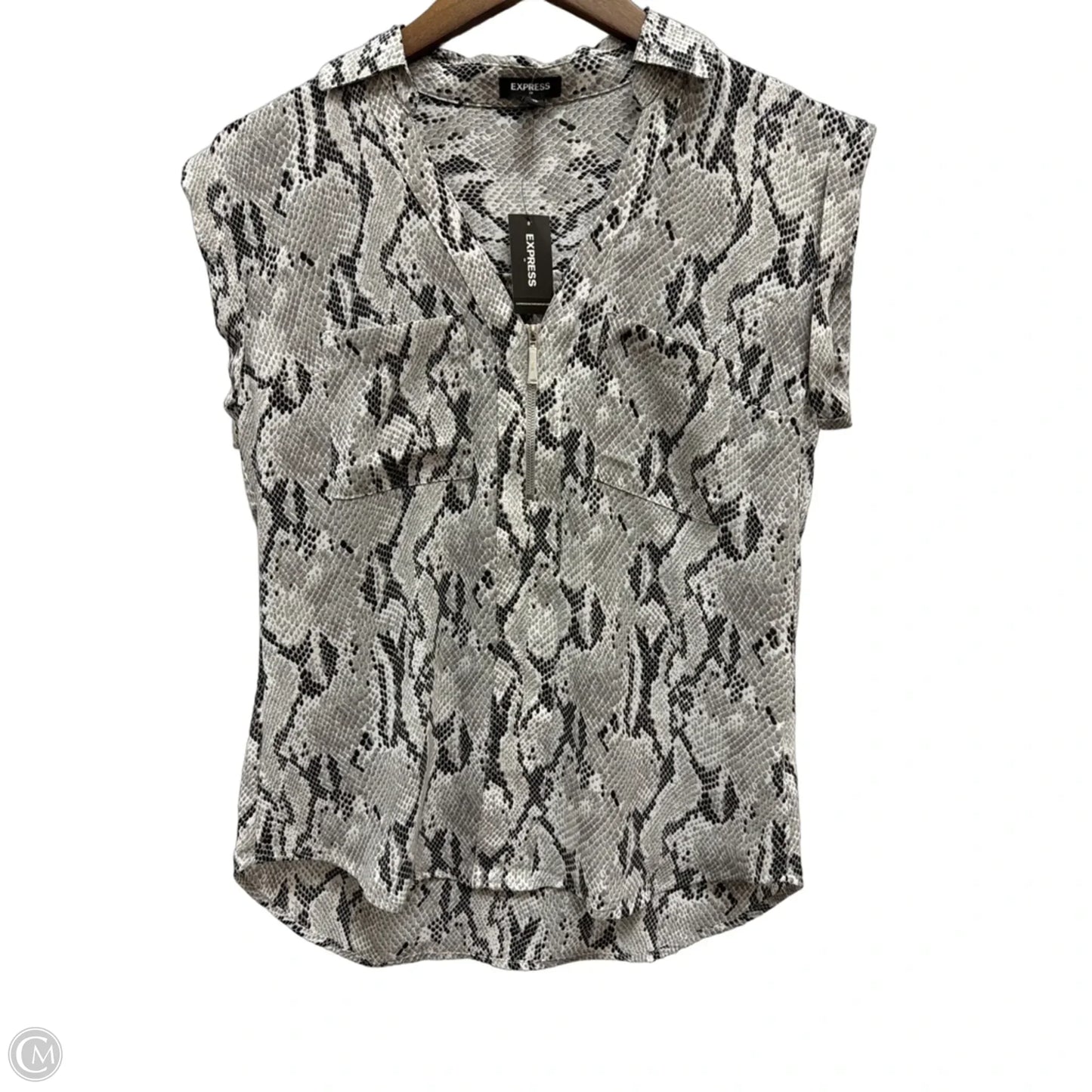 Top Short Sleeve By Express In Snakeskin Print, Size: Xs