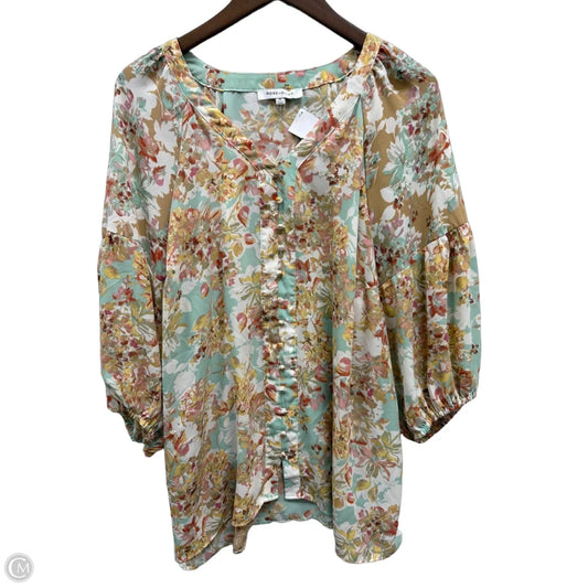 Top 3/4 Sleeve By Rose And Olive In Floral Print, Size: 1x