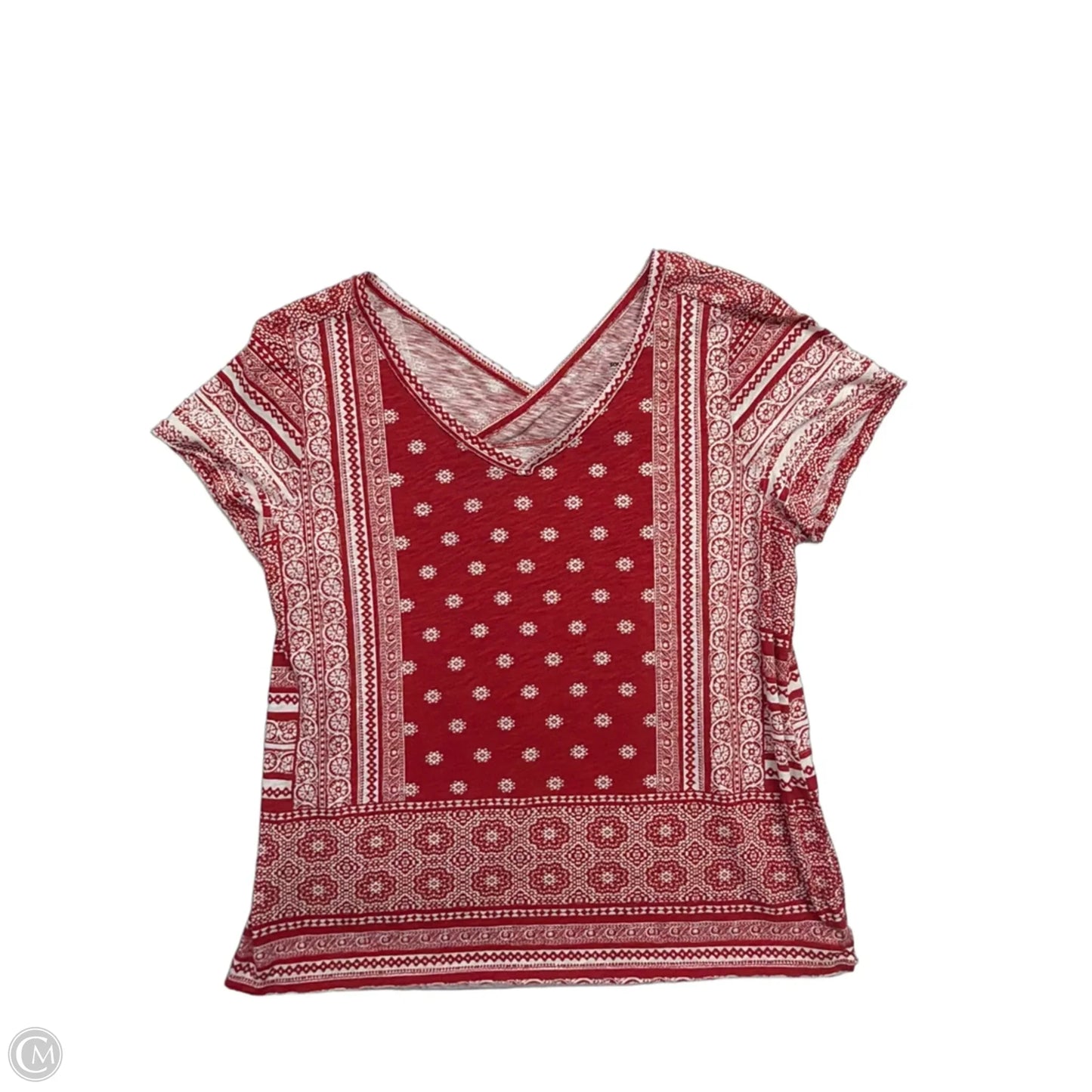 Top Short Sleeve By Sonoma In Red & White, Size: 1x