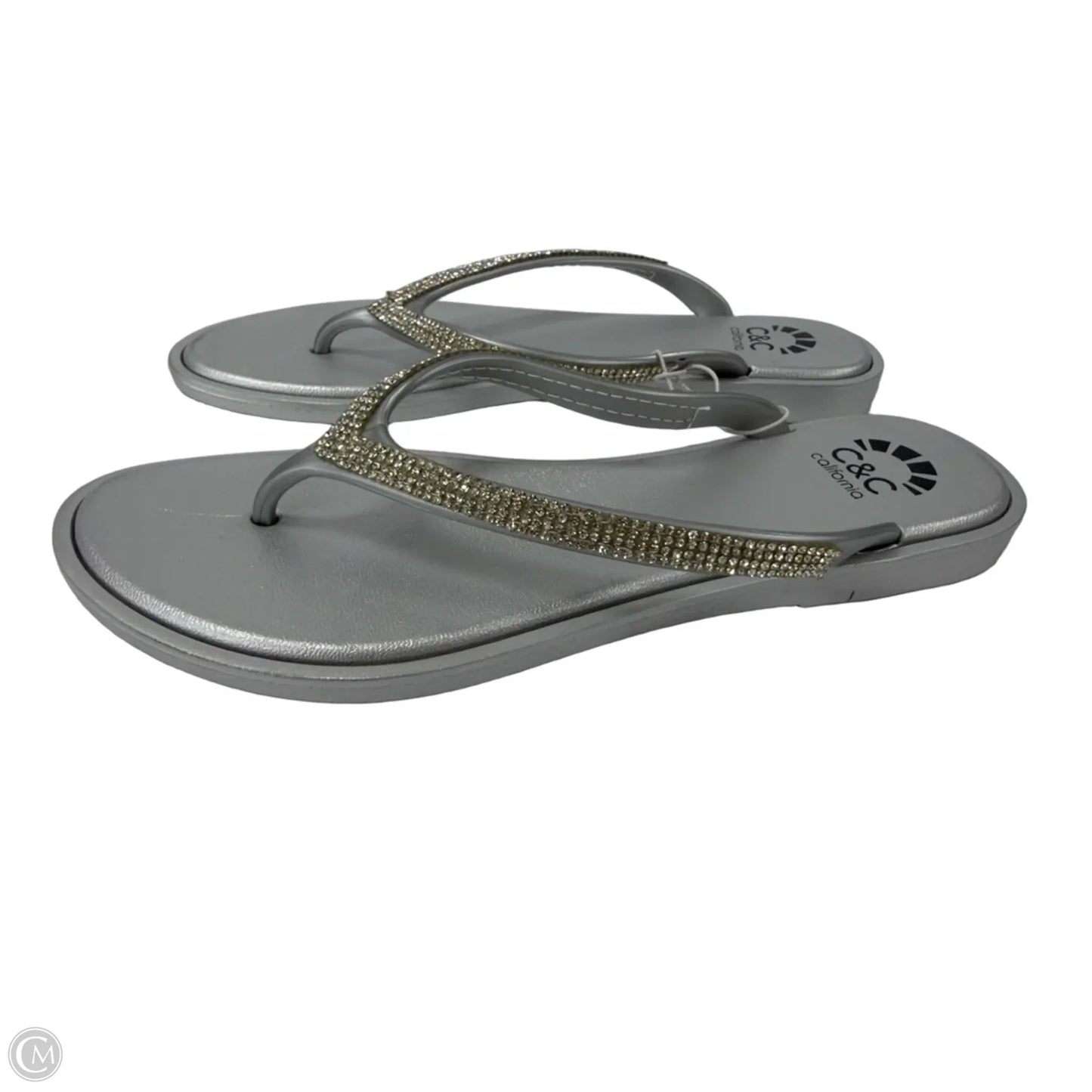 Sandals Flip Flops By C And C In Silver, Size: 10