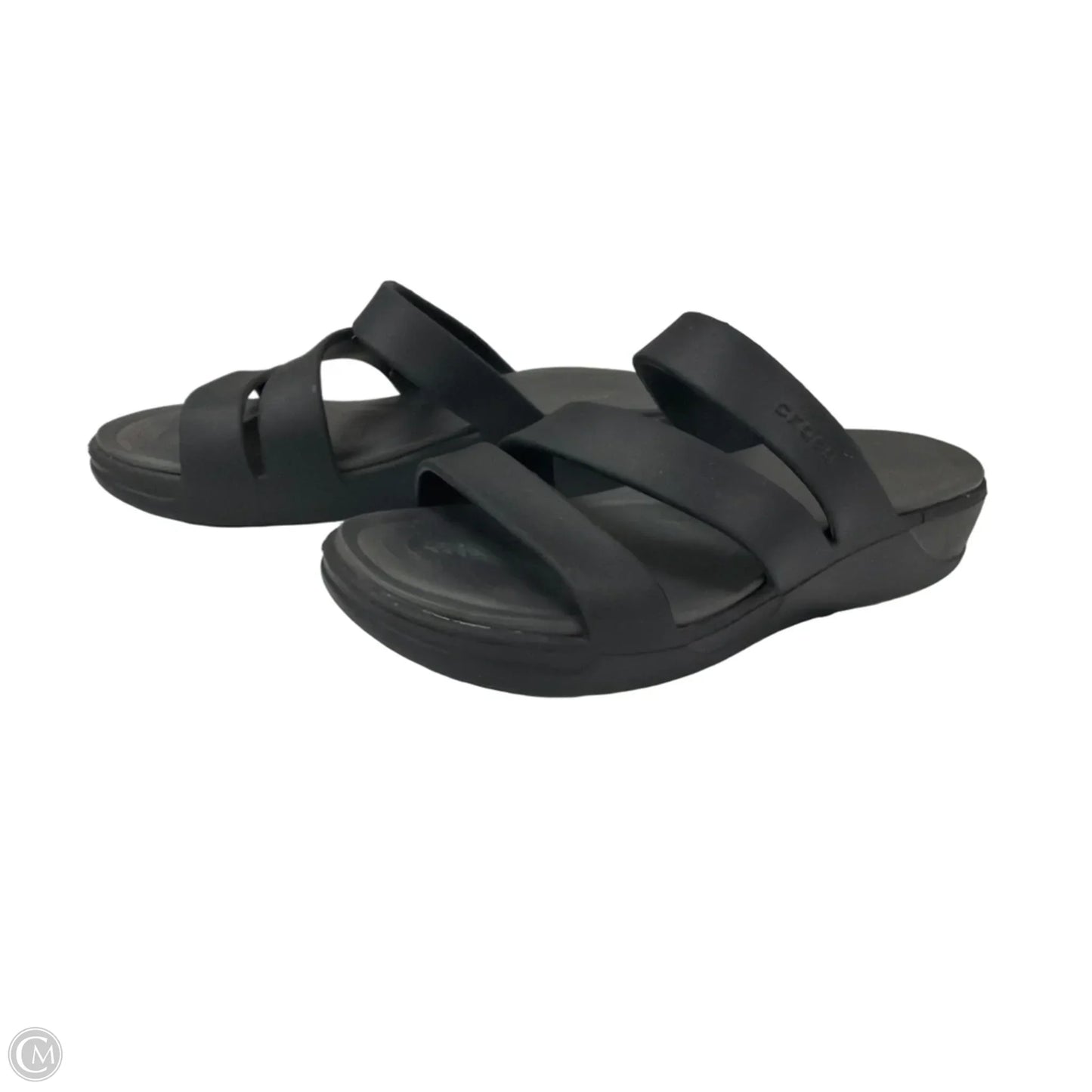 Sandals Flats By Crocs In Black, Size: 8